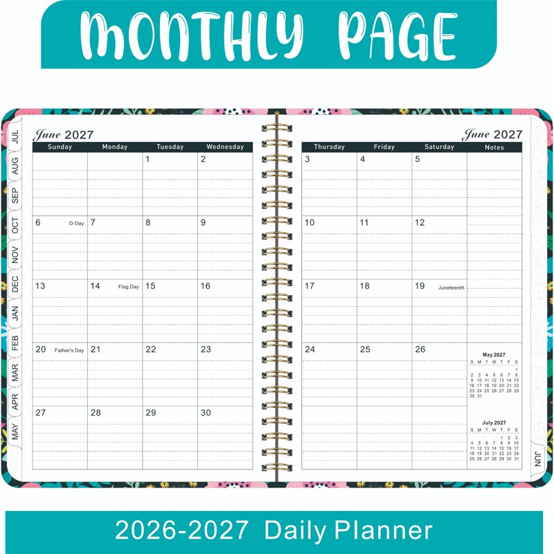 2026-2027 Daily Planner Weekly & Monthly Organizer Hardcover with Tabs Notes
