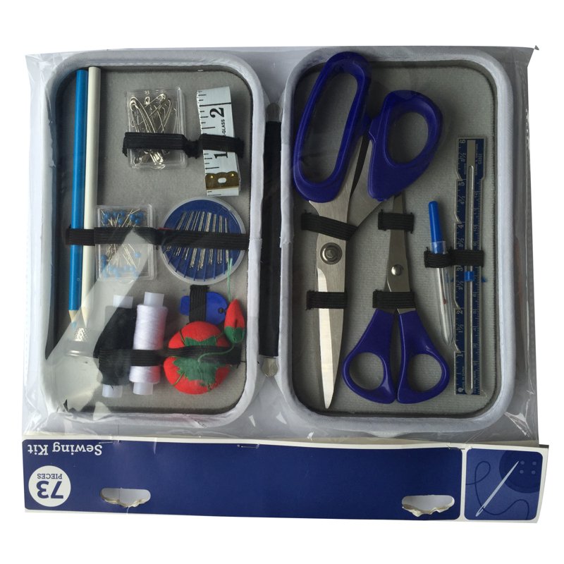 White Travel Sewing Kit with 73 Pieces for Clothes Repair and Crafting