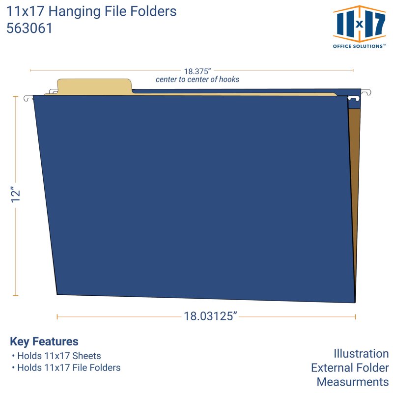 11x17 Hanging File Folders - Pack of 25 for Large-Format Documents