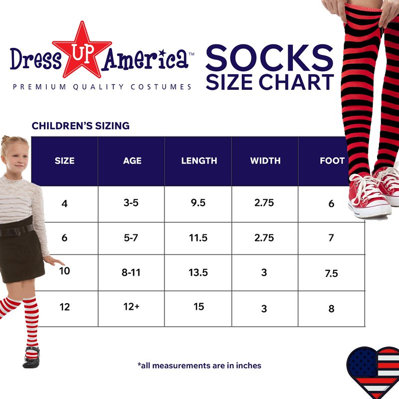 Dress-Up America White Striped Knee High Socks for Kids - 6 Variation