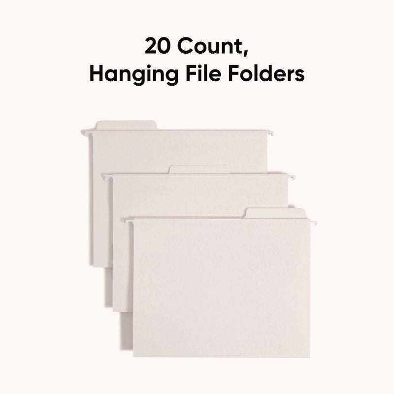 White Hanging File Folders with Built-In 1/3-Cut Tabs - Letter Size, Pack of 20