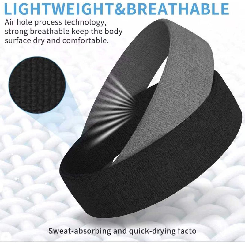 Sports Headband Moisture Wicking Cotton Sweatbands for Running & Yoga