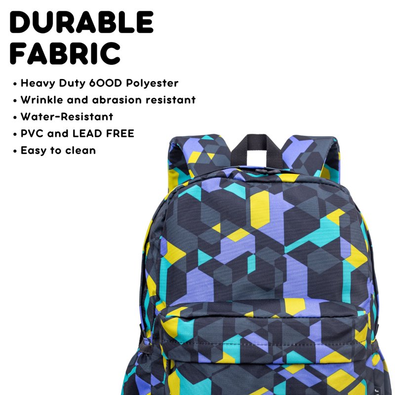 J World Oz 17" Day Backpack for School & Travel - Cubes Variation