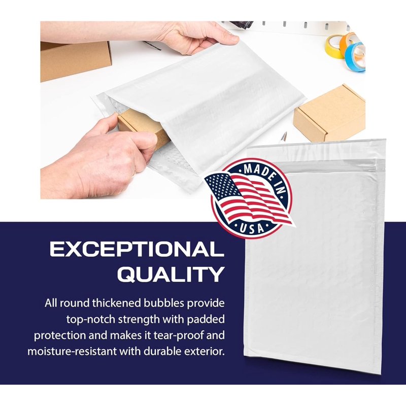 Poly Bubble Mailers 12.5x19 Inch Waterproof Self-Sealing Padded Envelopes Bulk Pack