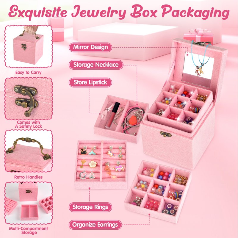 Girls Jewelry Making Kit with Beads & Accessories - 123 Pieces