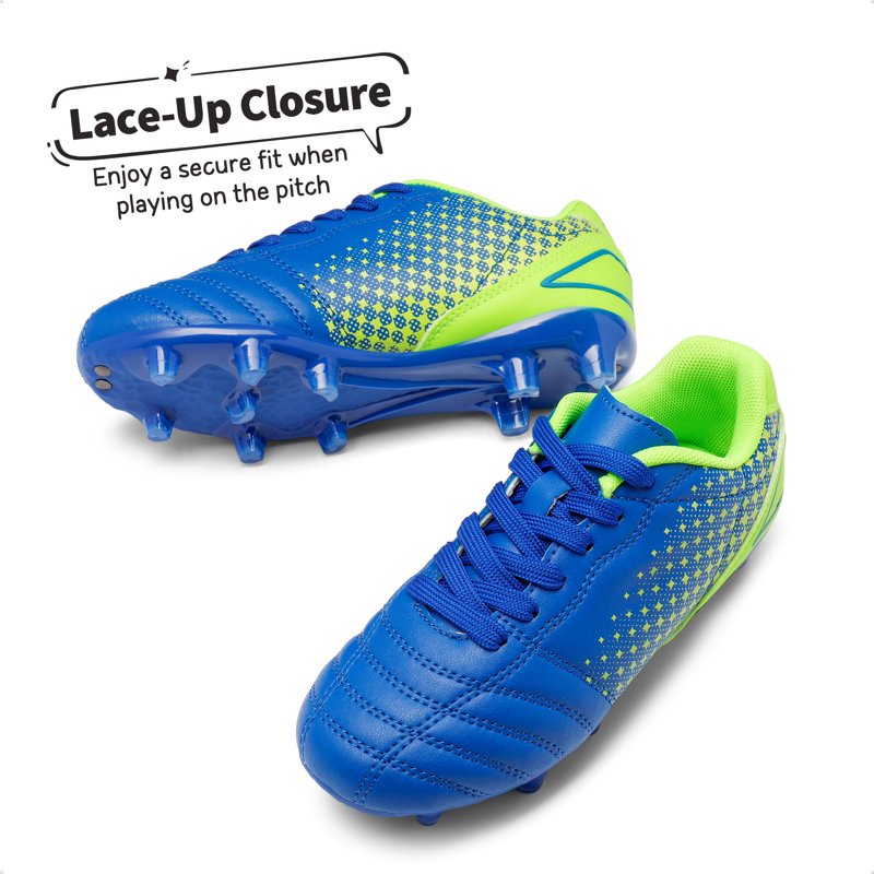 Dream Pairs Kids Soccer Cleats - Royal Blue Neon Green Lightweight Football Shoes