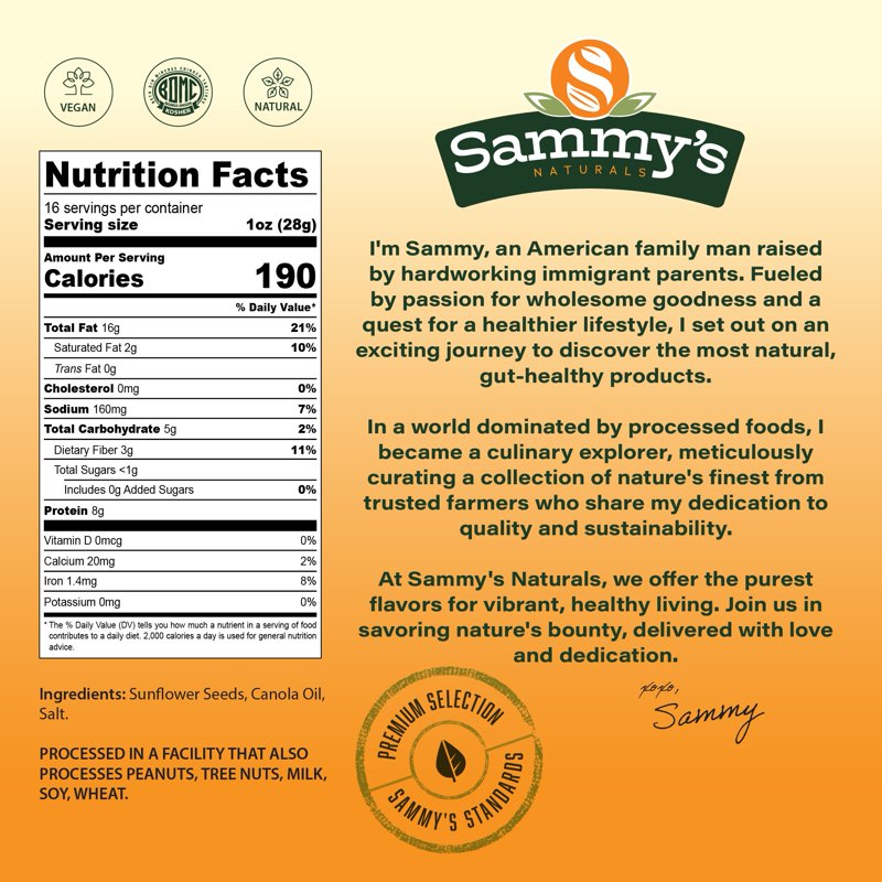 Roasted Sunflower Seed Kernels with Sea Salt - Vegan & Non-GMO Snack & Salad Topping