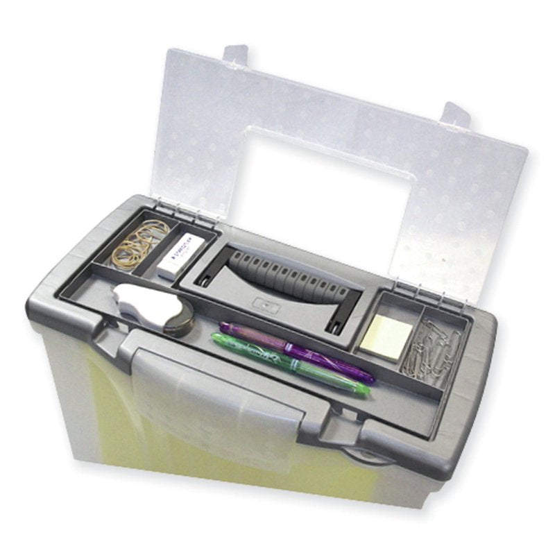Portable File Box with Organizer Lid - 12x14.5x10.5 Inches, Plastic, Clear
