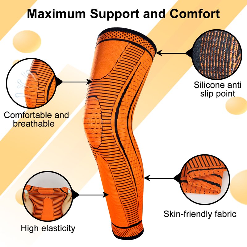 Full Leg Compression Sleeves for Men & Women - Knee Support for Running, Basketball, Cycling