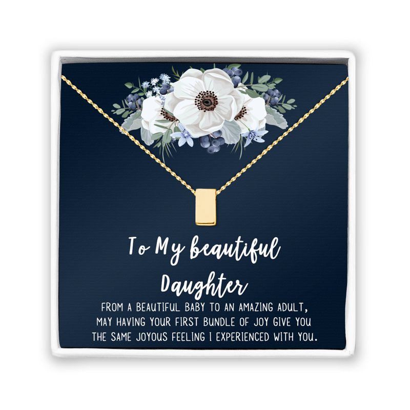 Mother Necklace Gifts for Women - Dainty Square Pendant for Mother & Daughter