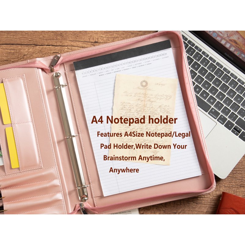 Leather Belief Portfolio Padfolio with 3-Ring Binder and Zipper Closure - A4 Business Organizer for Professionals and Students