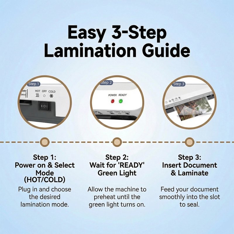 A4 Laminator Machine Hot Cold with 15 Laminating Sheets & Trimmer - Office School Home