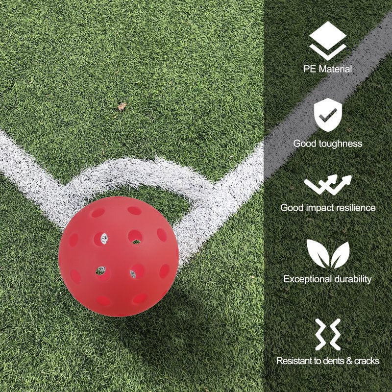 Glow in The Dark Pickleball Balls 6 Pack with Mesh Bag - Red Variation