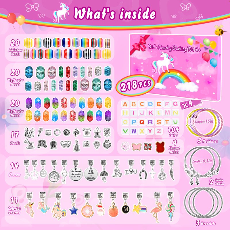Girls Jewelry Making Kit - Charm Bracelet Craft Set for Ages 5-12