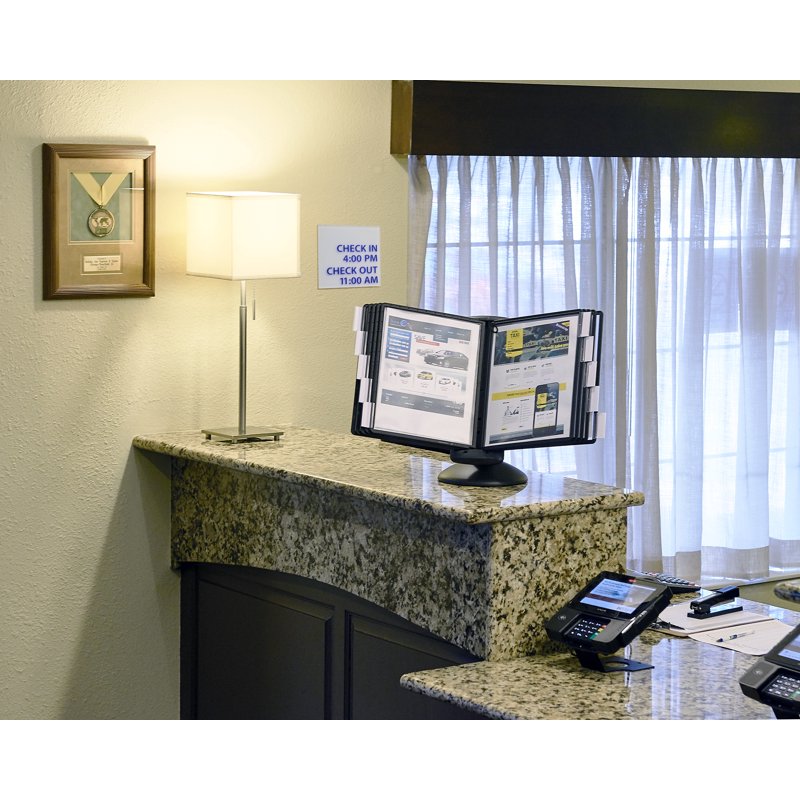 Desktop Reference Display System with 10 Double-Sided Letter-Size Panels - Black