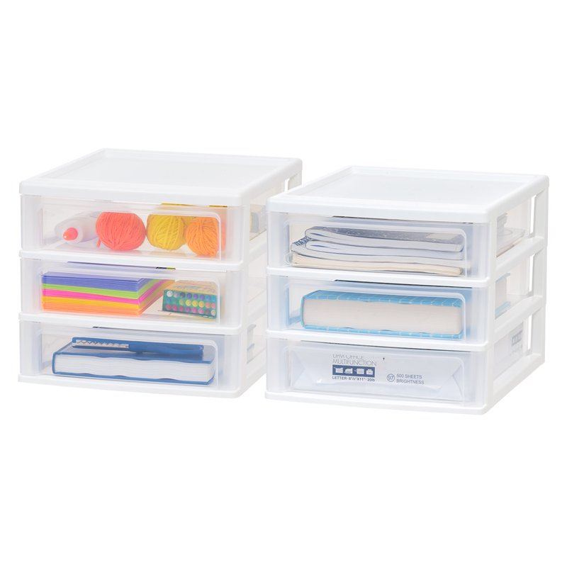 Medium 3-Drawer Desktop Organizer with Open Tray Top - Space-Saving Storage