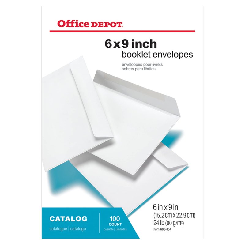 White Booklet Envelopes 6x9 Inch Box of 100 for Mail & Reports