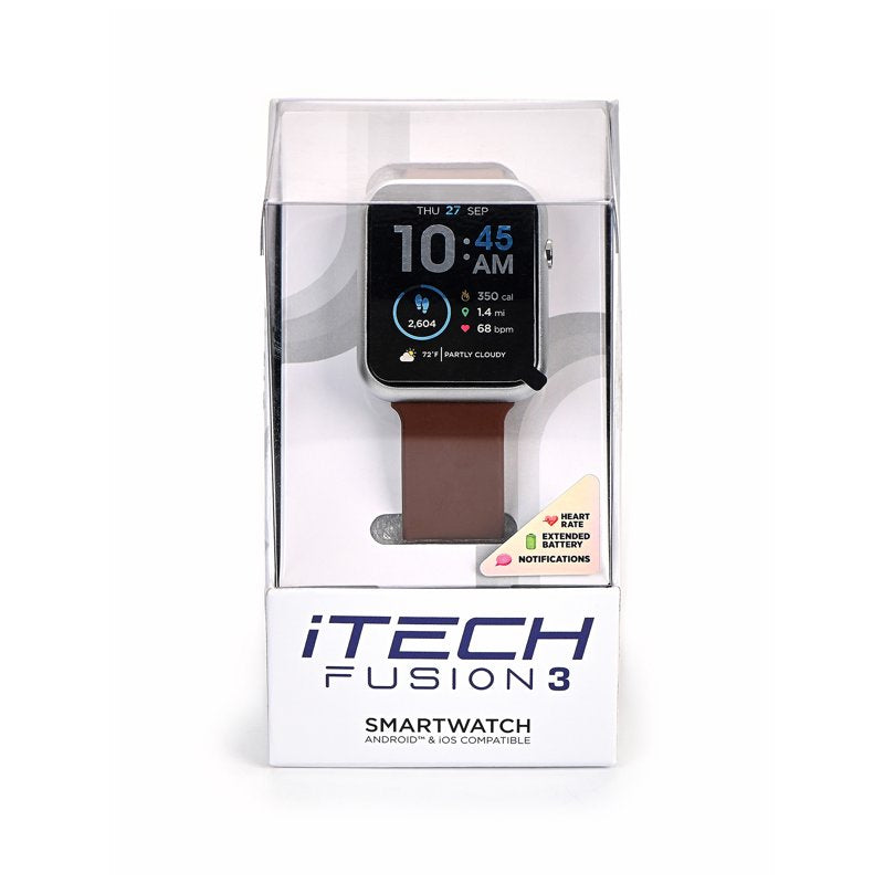 Unisex Rectangular Smart Watch with Silicone Strap - Fitness & Health Tracking