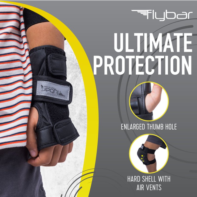 Kids Safety Knee, Elbow & Wrist Pad Set for Multi-Sport Protection - Small, Black