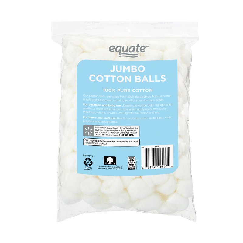 Jumbo Cotton Balls 200 Pack - Soft, Absorbent Skin & DIY Use