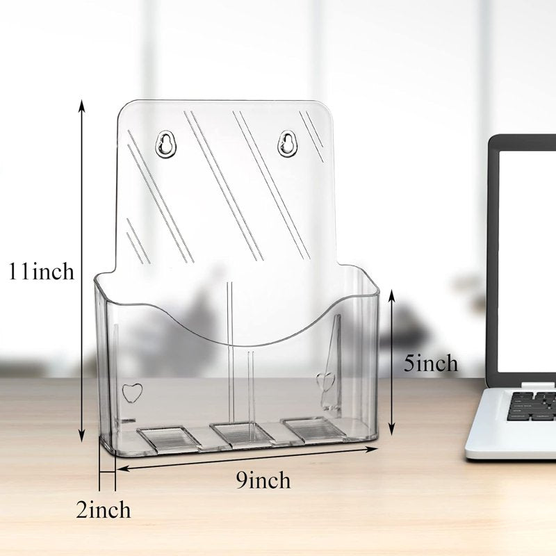 Acrylic Brochure Holder 8.5x11 Inch Pack of 2 Desk & Wall Mount Display Stand