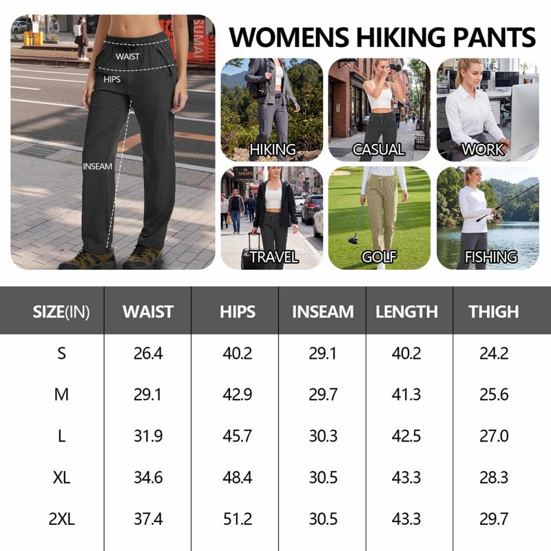 Women's Quick-Dry Cargo Pants with UPF 50 Outdoor Hiking Trousers