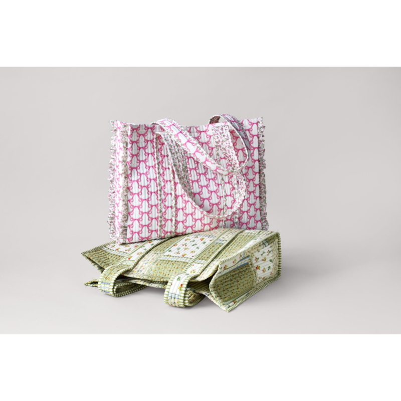Women's Quilted Tote Bag with Floral Print - Spacious, Stylish & Durable