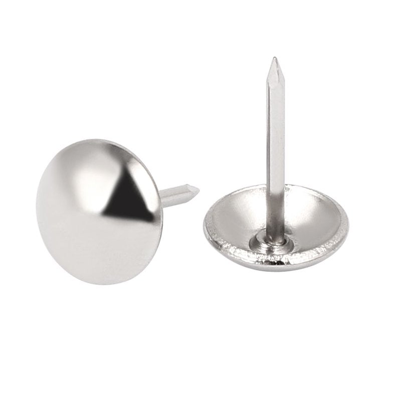 Silver Tone Upholstery Nail Set - 30 Pcs Thin Metal Push Pins for Home & Office
