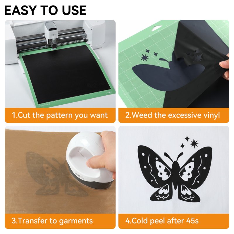 Heat Transfer Vinyl Roll for T-Shirts & DIY Projects - 12X6ft, Multiple Colors