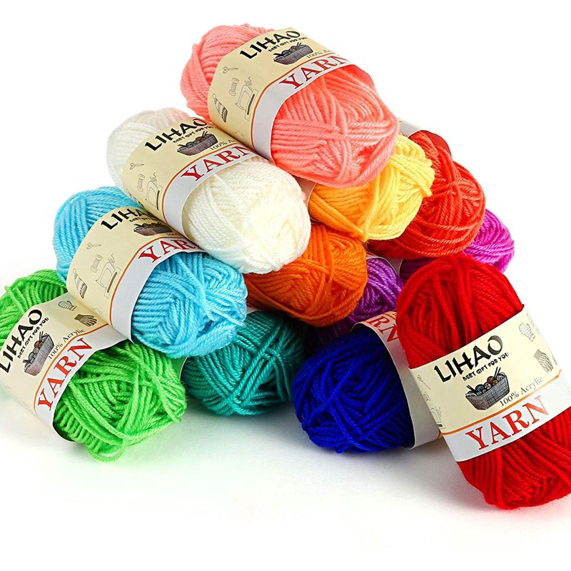 Mini Yarn Skeins Set for Knitting Crochet Craft - 12 Colors, 15g Each