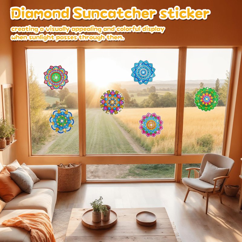 Diamond Painting Kit for Kids - 6 Mandala Suncatchers with 3D Mosaic Art