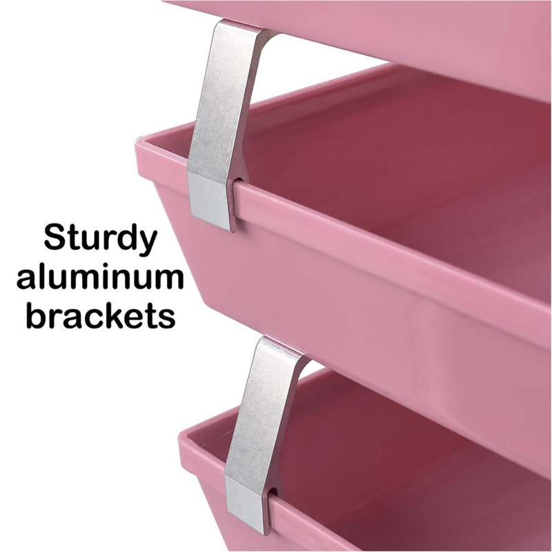 Acrimet 3-Tier Letter Tray Organizer - Side Load, Pink Plastic Desktop File Holder