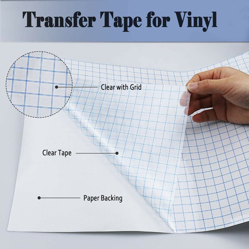Transfer Tape for Vinyl with Blue Alignment Grid - 12" x 30 Ft | Self-Adhesive Sign & Sticker Transfer Paper