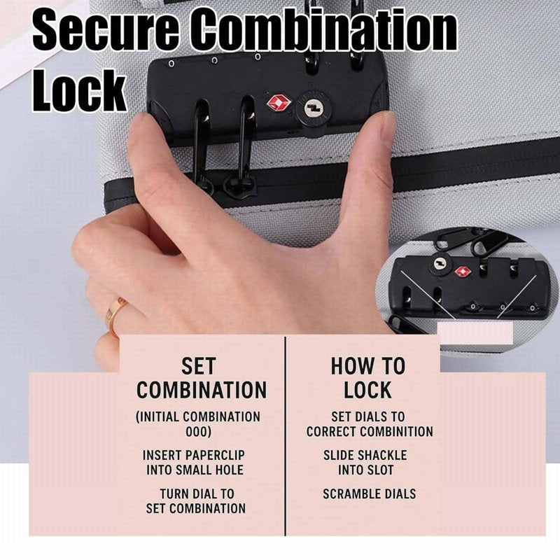 Lockable Travel Money Bag with Combo Lock Water-Resistant Pouch for Cash & Valuables