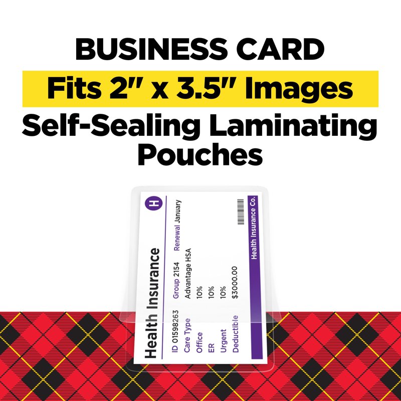 Self-Sealing Laminating Pouches for Business Cards, 2.4 x 3.8 Inches, Pack of 10
