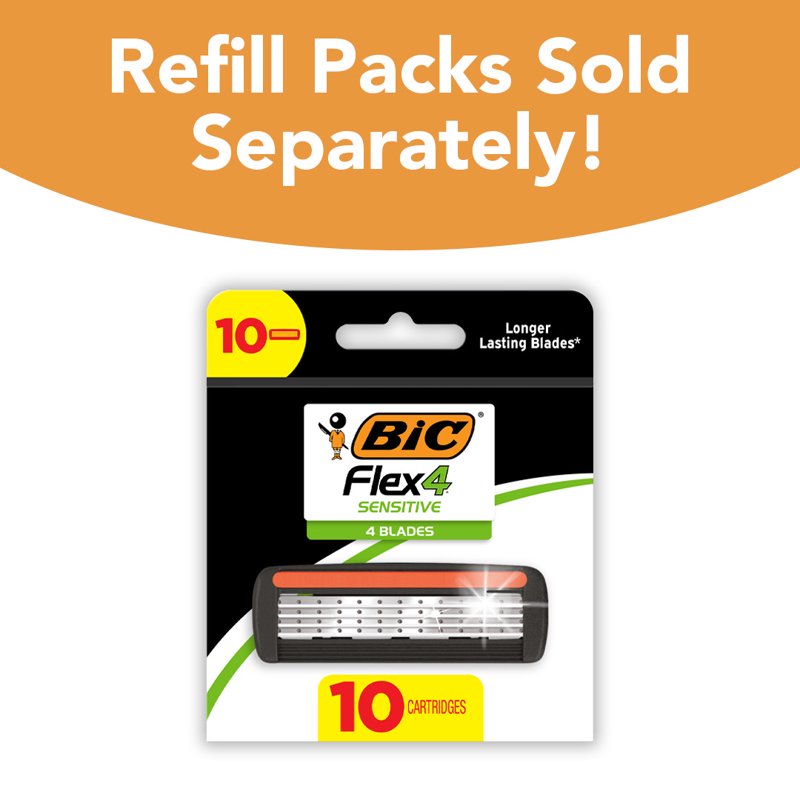 BIC Flex 4 Refillable Razor Kit for Men — 1 Handle + 8 Cartridges (Variation: 8)