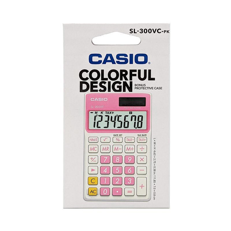 Pink Solar Wallet Calculator with 8-Digit Display — Compact & Portable