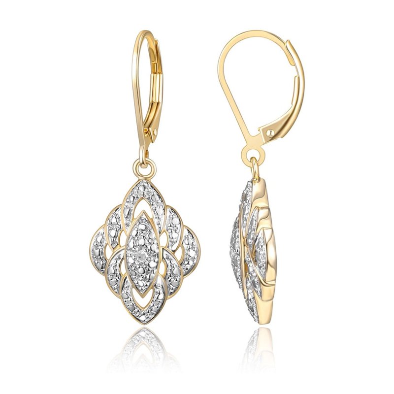 Diamond Accent Jewelry Set - Earrings Pendant & Ring in 18K Gold over Bronze