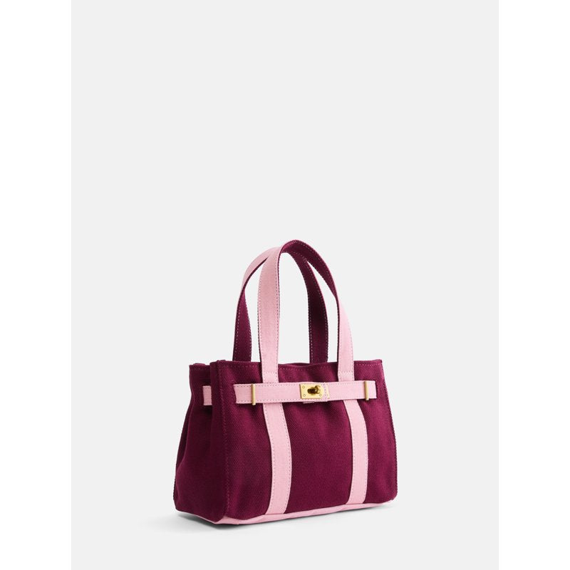 Women's Small Canvas Tote Handbag with Front Buckle - Multiple Colors