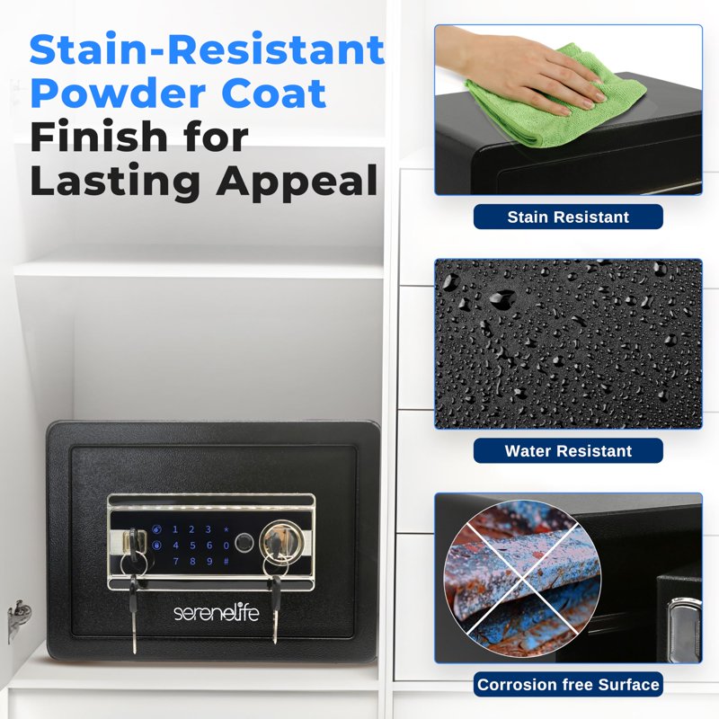 Electronic Safe Box with Fingerprint & Keypad Lock, Steel Security Safe for Home & Office
