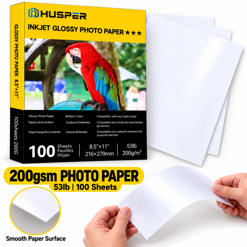 Inkjet Glossy Photo Paper 100 Sheets 8.5x11in 53lb/200gsm Instant Dry for Dye Ink Printers - Variation of THIS listing: 8.5"x11" 100 Sheets