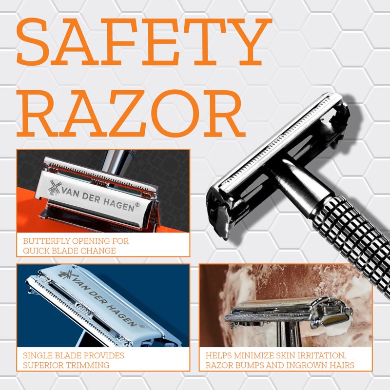 Safety Razor for Men - 5 Blade Traditional Double Edge Shaver, All Skin Types