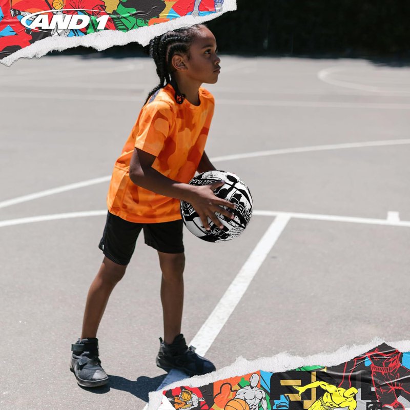 Youth Rubber Basketball with Pump - Indoor & Outdoor 27.5 Inch Size 5