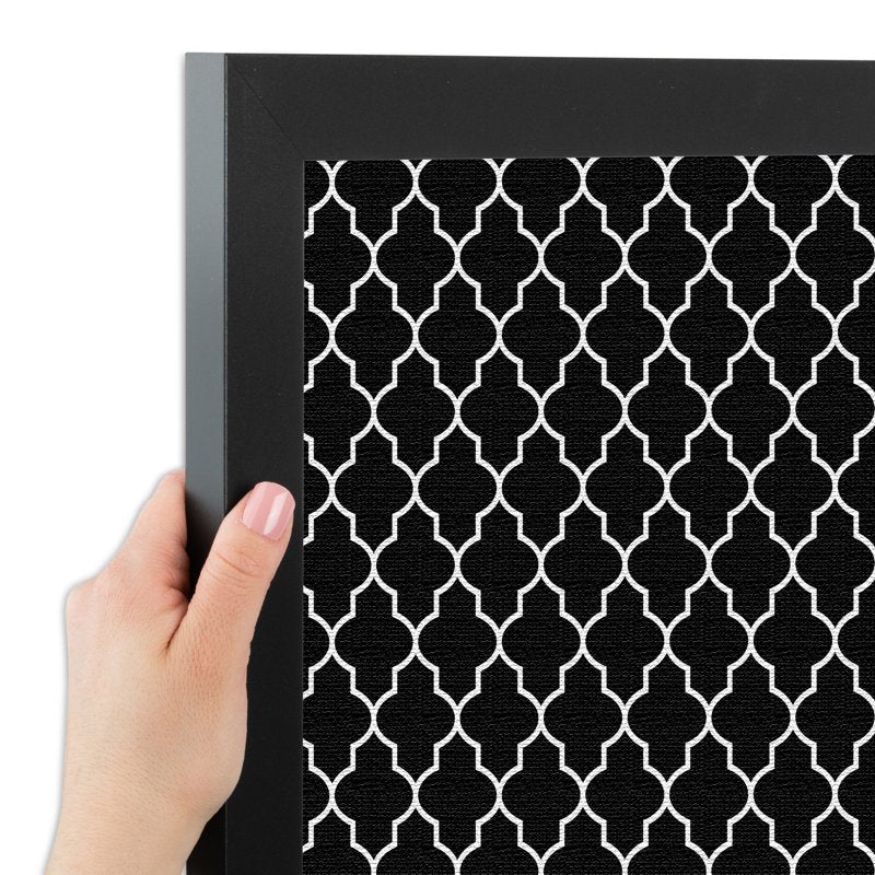 Custom Quatrefoil Black Cork Bulletin Board - Canvas Finish, Frame & Size Options