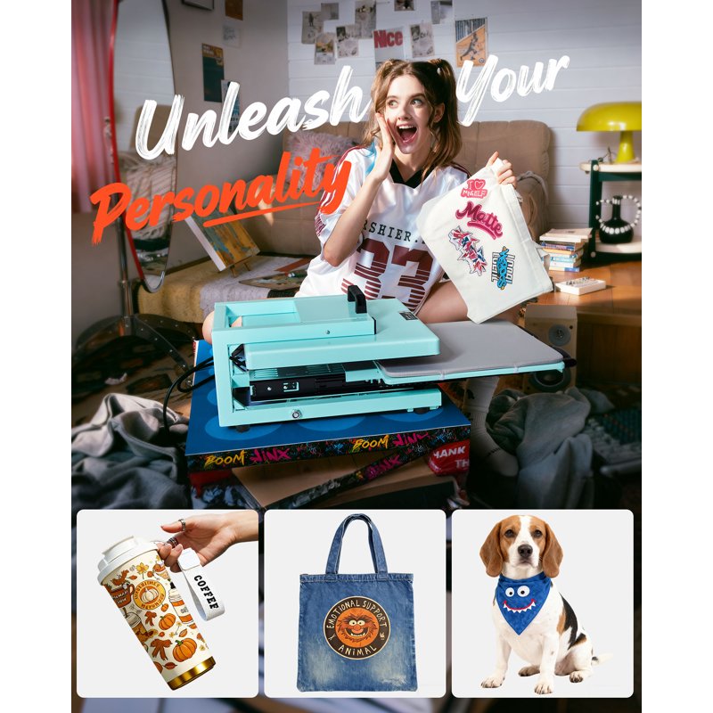 15x15 Inch Hybrid Heat Press Machine 5-in-1 Sublimation T-Shirt Mug Cap Plate