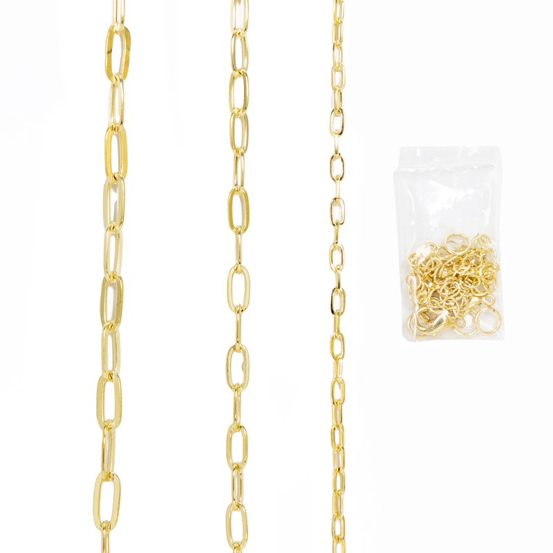 Two Pack Dainty Oval Chain with 3-Inch Extenders for Jewelry Making - Gold Finish