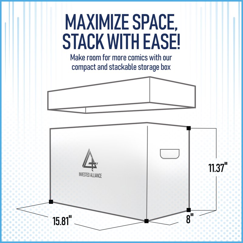 Invested Alliance 5 Pack Short Comic Book Storage Boxes with Lids - White Cardboard Box 150-175 Comics