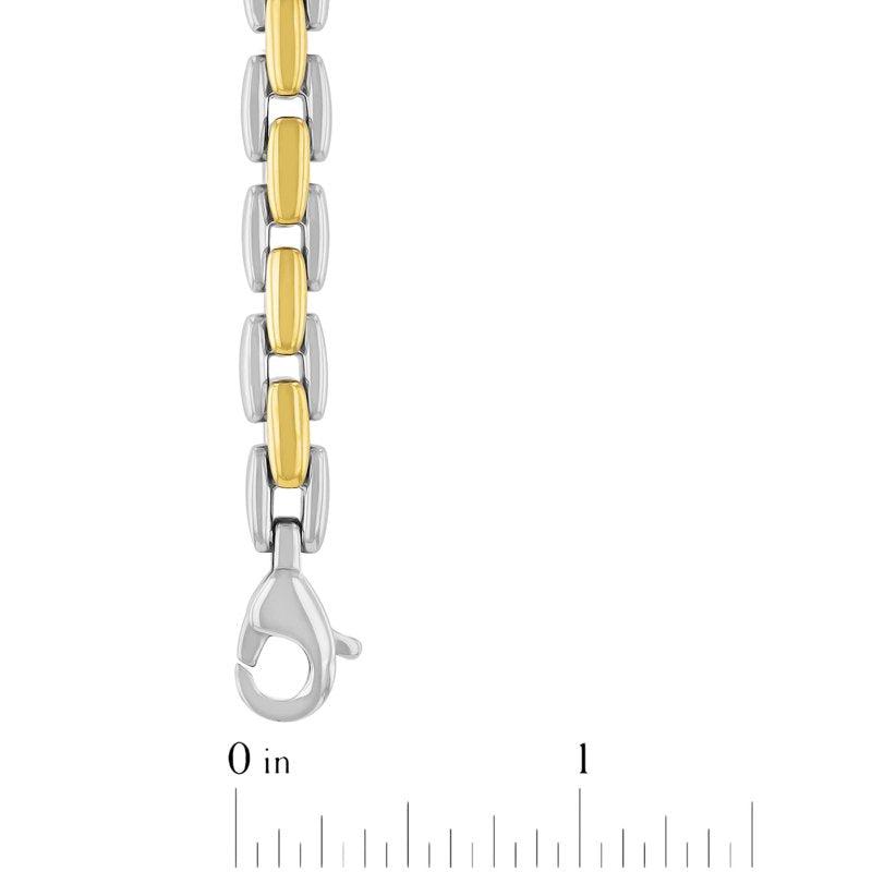 Men's Two-Tone Stainless Steel H-Link Chain Necklace 24 Inches - Modern Jewelry