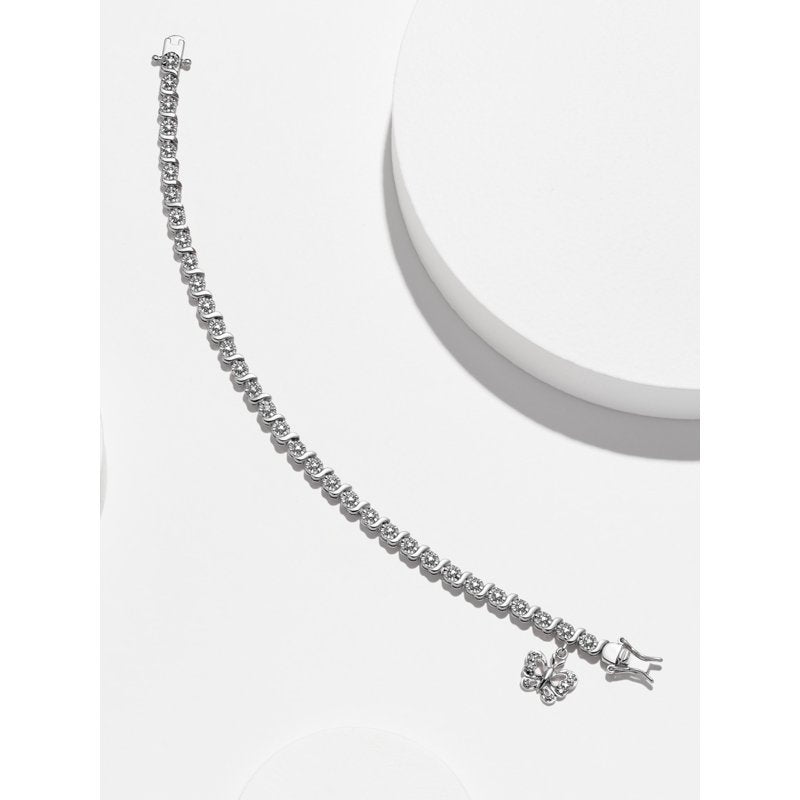 Diamond Accent Butterfly Charm Tennis Bracelet - 7.25 Inch Silver Gold Rose Gold