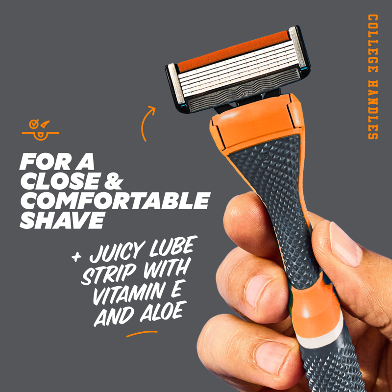6-Blade Razor Starter Set with Reusable Handle - College & Sports Fan